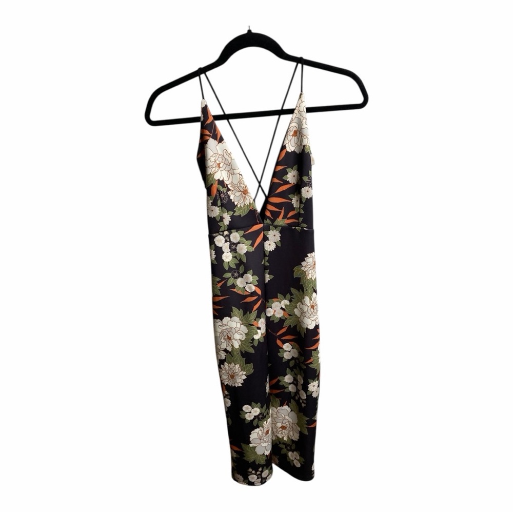 Missguided+ Black Floral Backless Dress